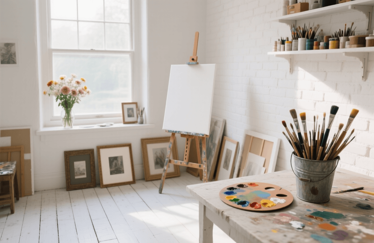 Modern minimalist artist studio