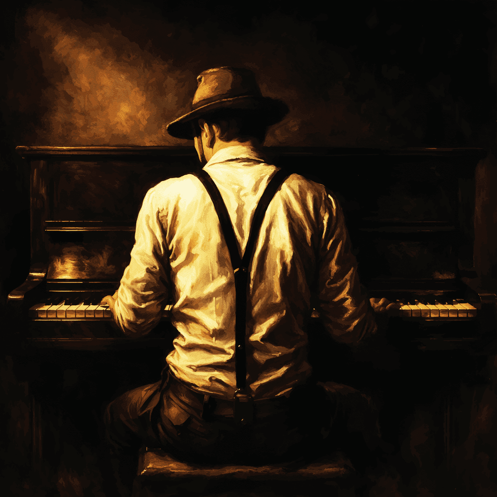 Nostalgic Piano Man From Behind Impasto